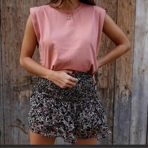 Zara floral smocked flouncy skirt 
multicolored  Large